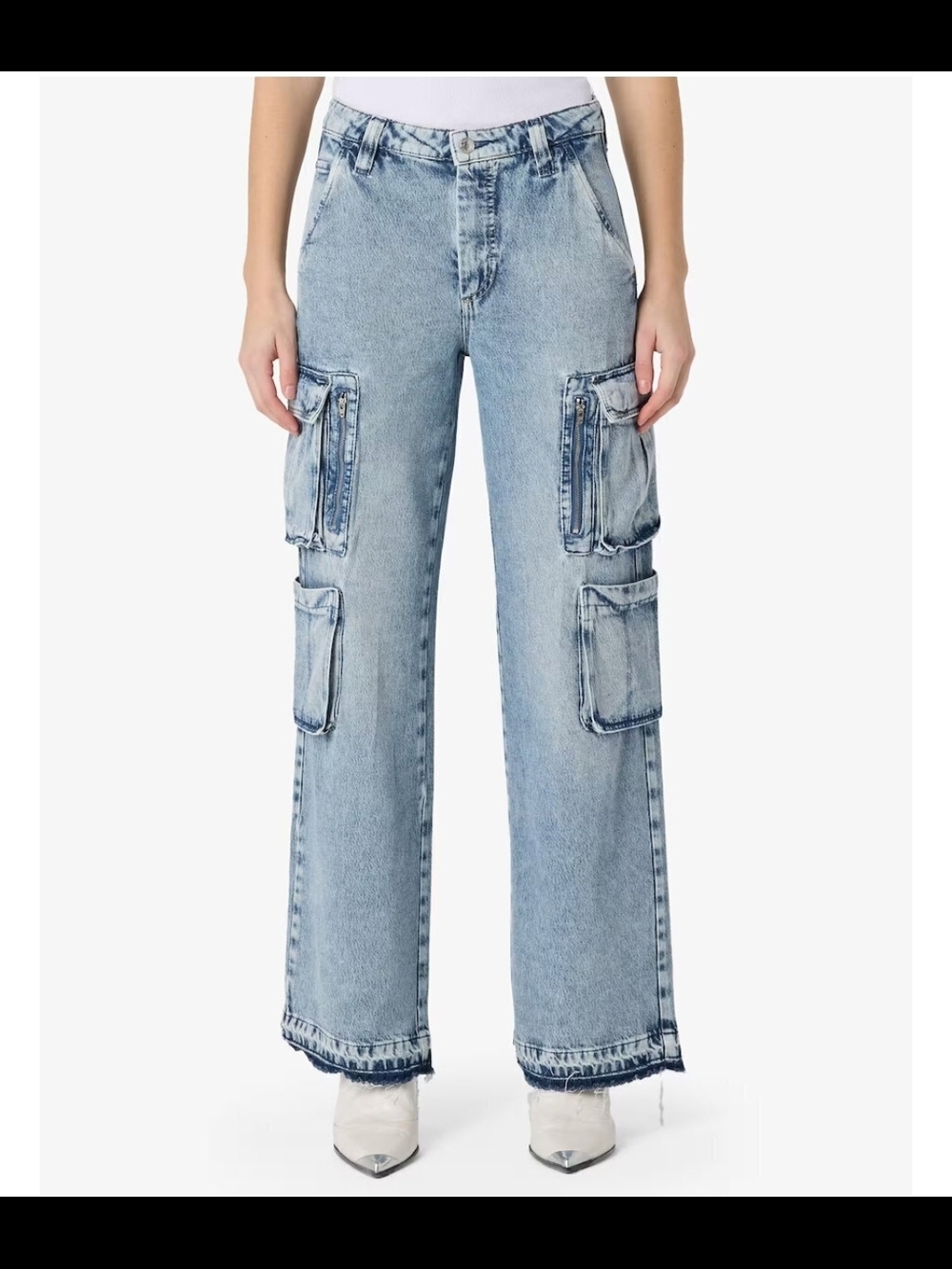 Guess ECO Kori High Waist Nonstretch Denim Cargo Jeans Vintage Palazzo Mid Logo